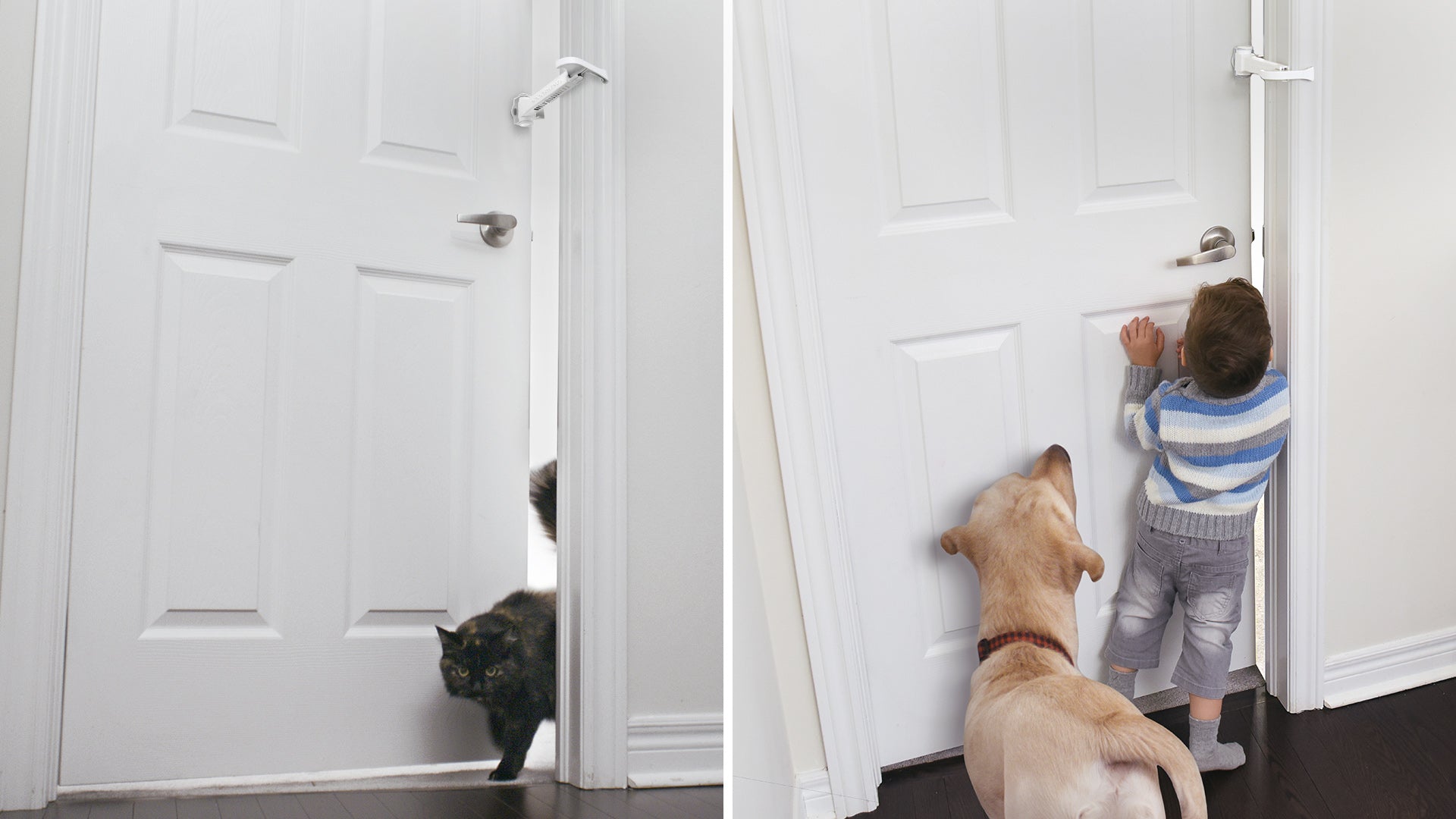 Carica il video: DOORWING portable door lock and door stopper door guard for child proofing and pet proofing doors